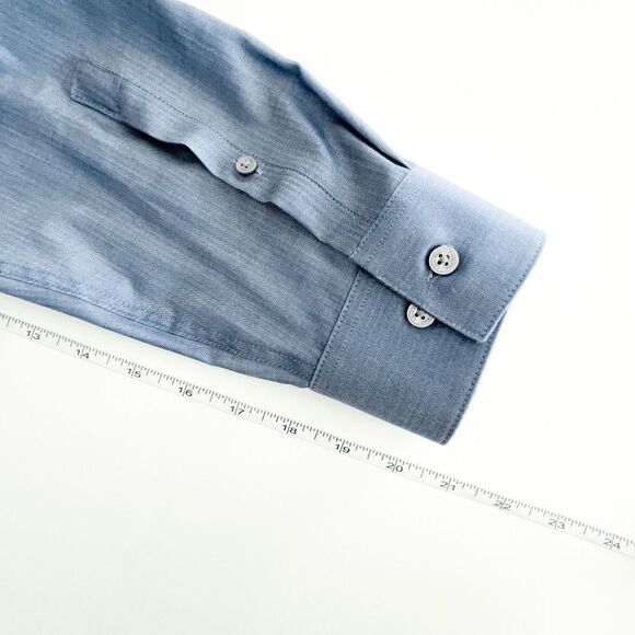 Calvin Klein Mens Performance Shirt Slim Fit Non Iron Long Sleeve Blue 16-1/2 - Picture 4 of 6